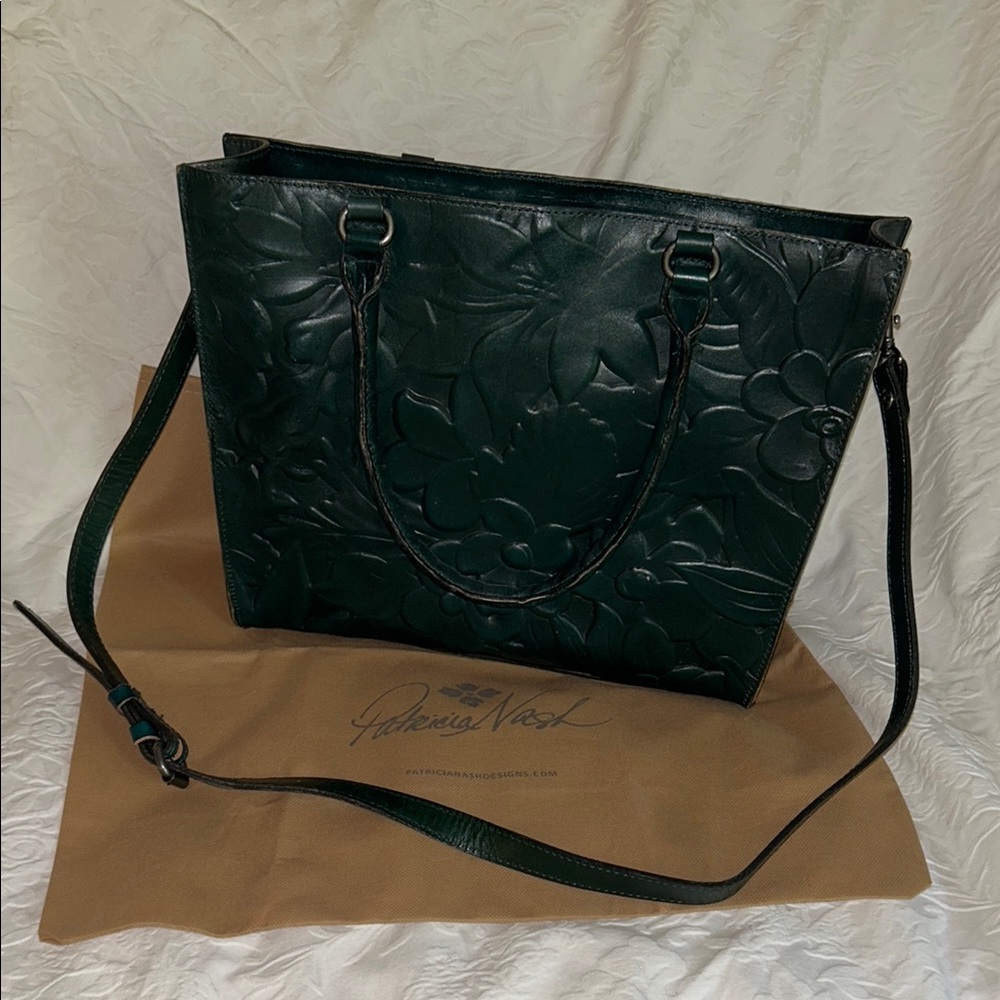 Patricia Nash Green Tote with Embossed Leather Design